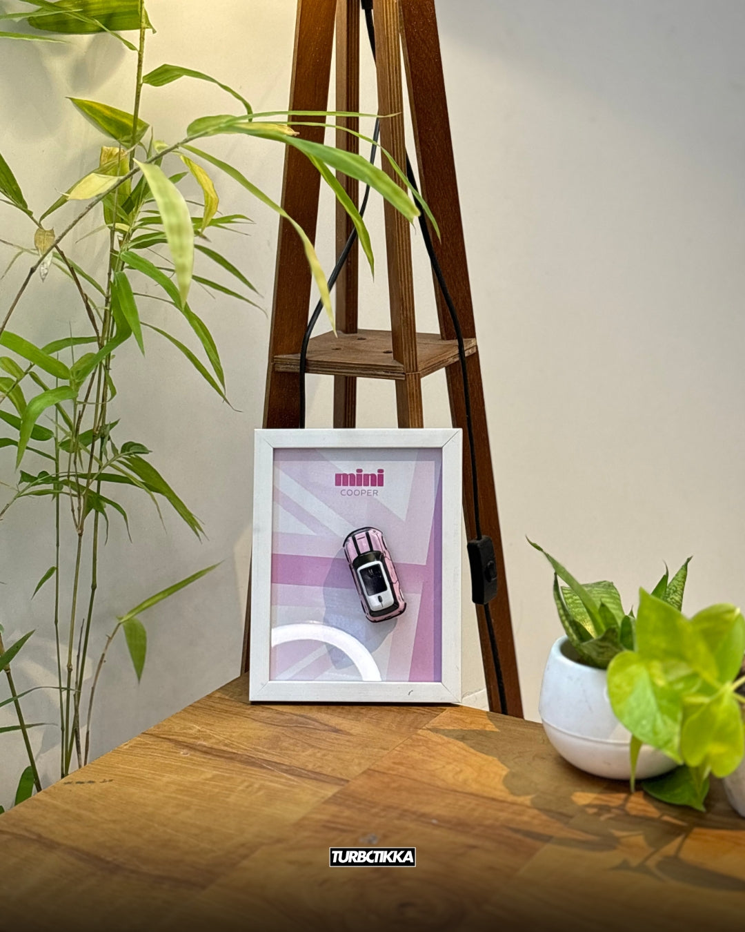 Mini Cooper (Pink) Framed - Wall Art