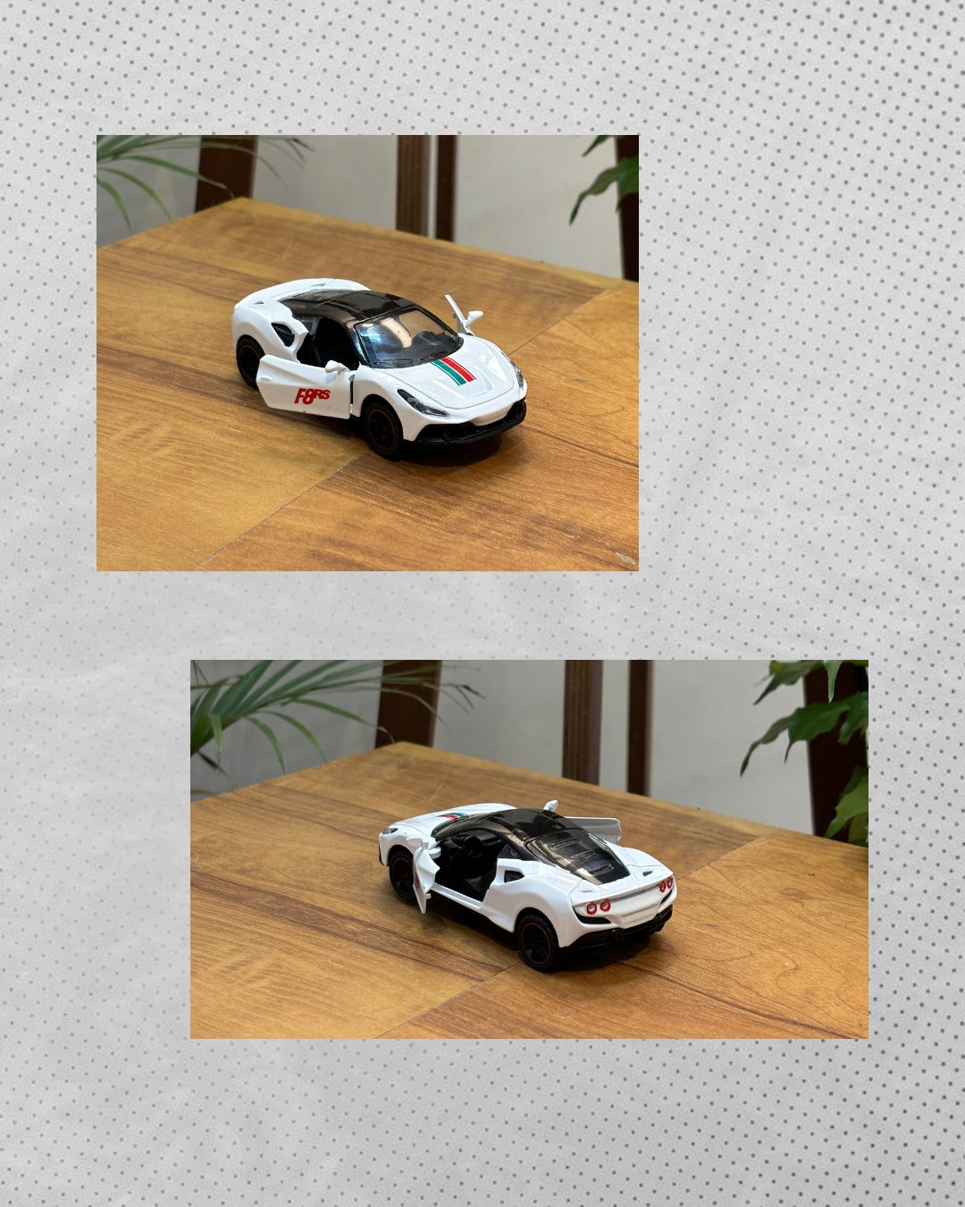 (Shadow Box) Ferrari F8 Framed (White w/ Italian strips) - Wall Decor