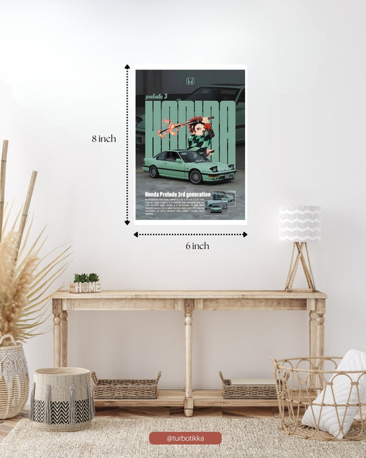 Honda Prelude x Tanjiro Kamado- Wall Poster