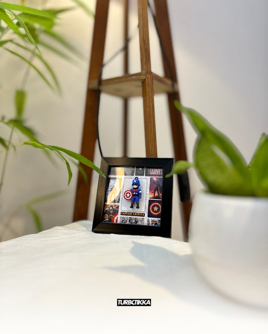 Captain America Realistic Frame with Mini Action Figurine
