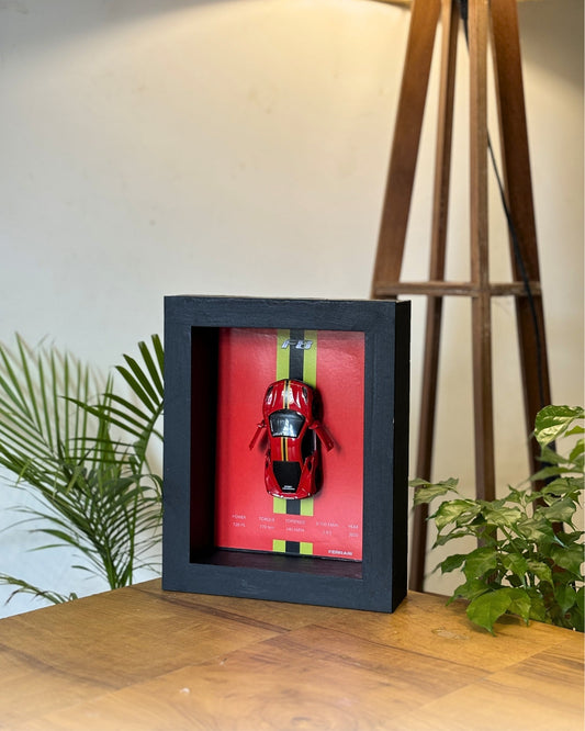 (Shadow Box) Ferrari F8 Framed (Red w/ Strips)- Wall Decor