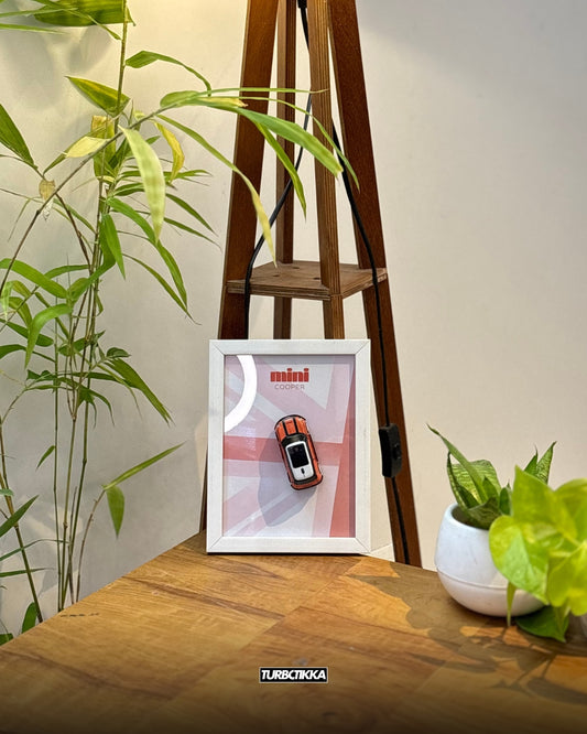 Mini Cooper (Orange) Framed - Wall Art