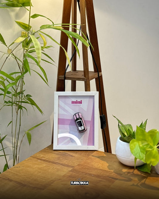 Mini Cooper (Pink) Framed - Wall Art