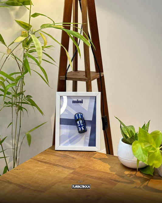 Mini Cooper (Blue) Framed - Wall Art