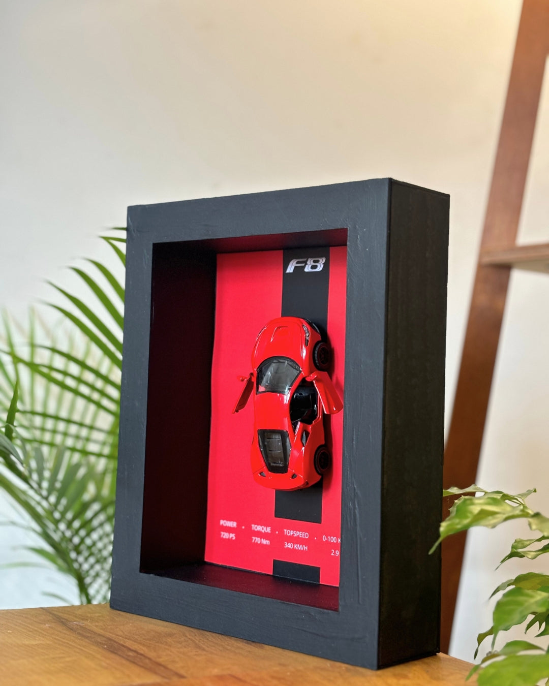 (Shadow Box) Ferrari F8 Framed (Red) - Wall Decor