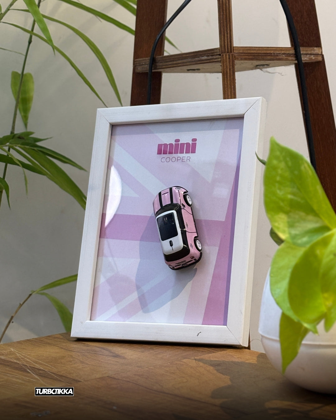 Mini Cooper (Pink) Framed - Wall Art