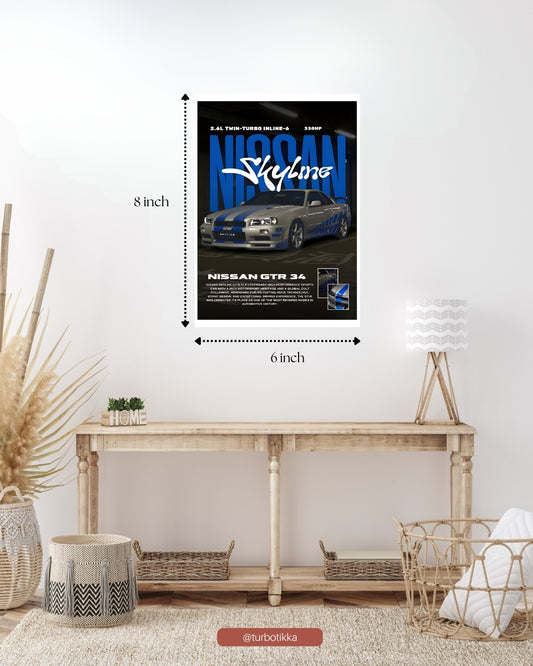Nissan Skyline GTR R34 - Wall Poster